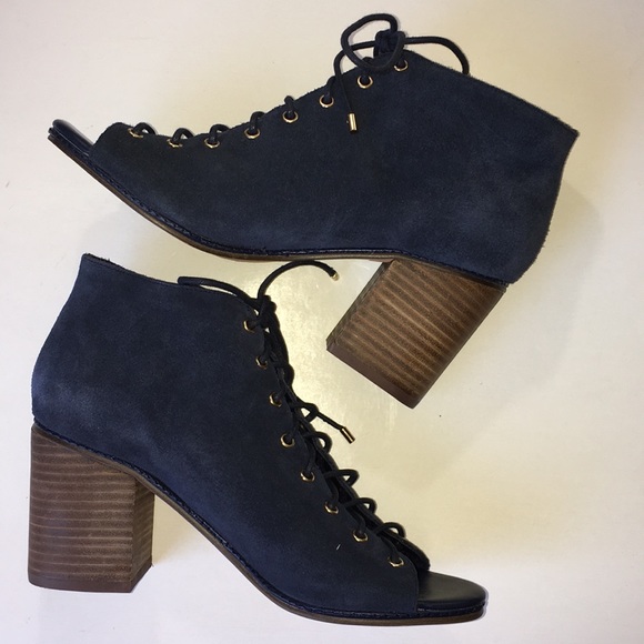 ❌SOLD❌Aldo Peep Toe Blue Suede Heels Booties - Picture 2 of 8